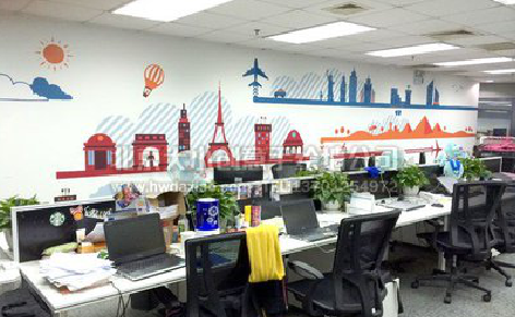 南丰教你设计办公室墙绘的方法。